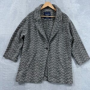 American Eagle Outfitters Coat Women Medium Herringbone Wool‎ Old Money Luxury